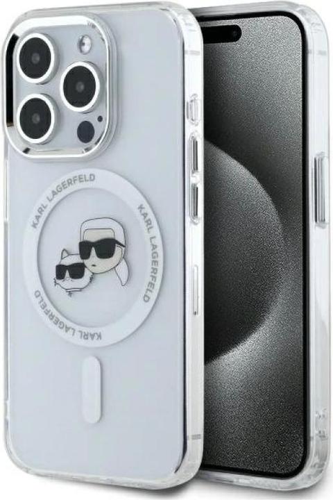 Produktbild Karl Lagerfeld IML K&CH Heads Metal Frame MagSafe Case for iPhone 15 Pro Max Transparent (Apple iPhone 15 Pro Max)