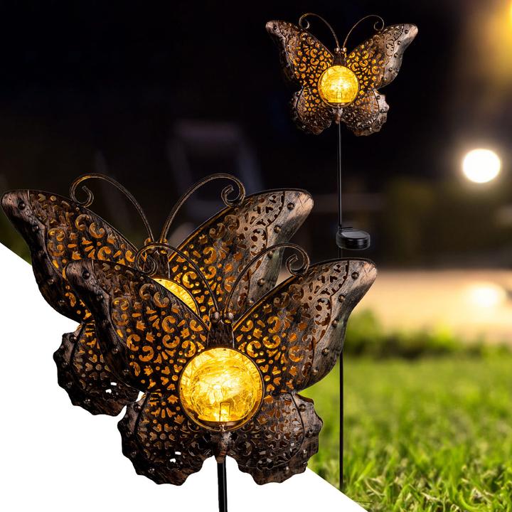 Produktbild Childhome 2er-Set Solar-Schmetterlingsdeko, LED-Solar- Gartenstecker, H 102 cm