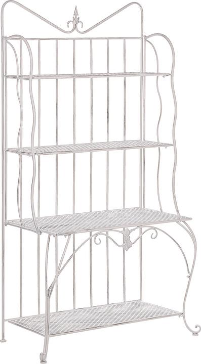 Beliani Garden Shelf beige metal 4 shelves foldable PAVONA
