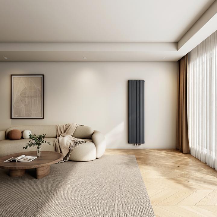 Produktbild Emke Heizkörper, Flachheizkörper mit Zentralanschluss, Anthrazit 180x46cm 1670W Doppellagig (1670 W)