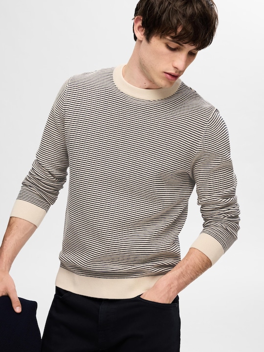 Produktbild Selected Homme Gestreifter Rundhals Strickpullover (XXL)