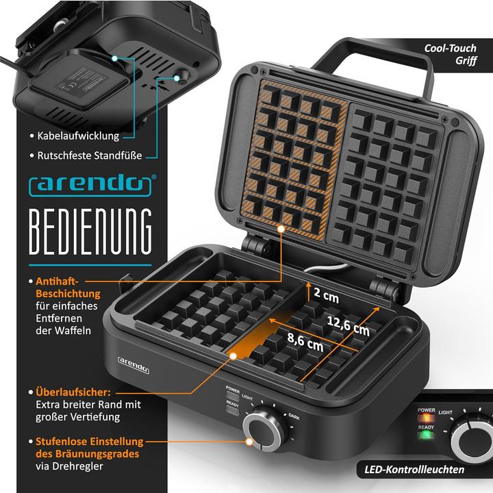 Image du produit Arendo Doppel-Waffeleisen für belgische Waffeln