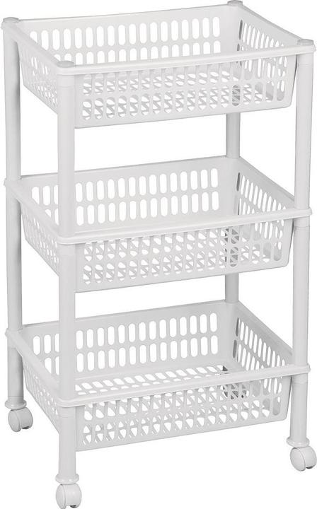 Plast team Carrello portaoggetti, con 3 cestini, bianco (39 x 29 x 68 cm)