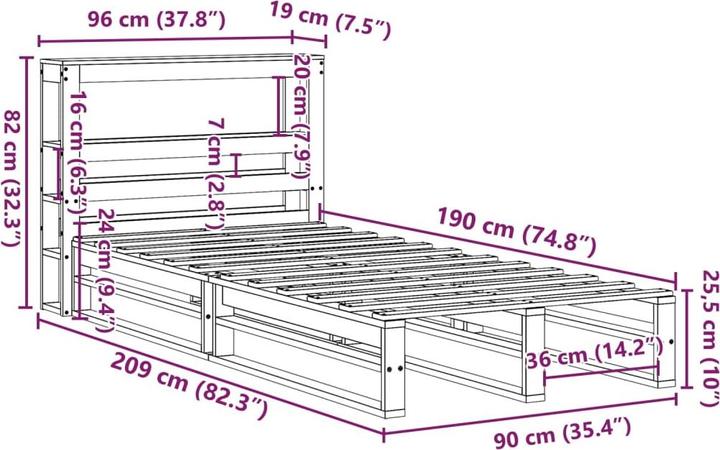 Image du produit vidaXL Bettrahmen (90 x 190 cm)