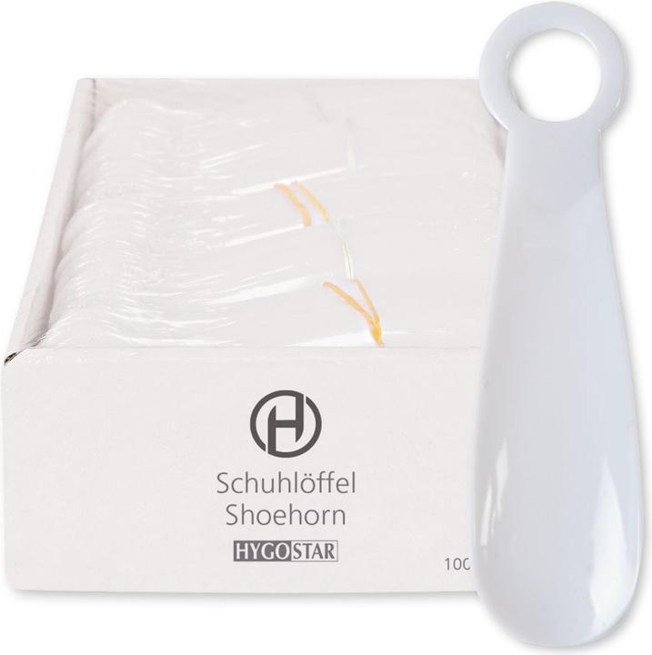 Hygostar Schuhlöffel, aus PET, weiss, einzeln verpackt ideal für Hotels, ergonomische Form für komfortables
