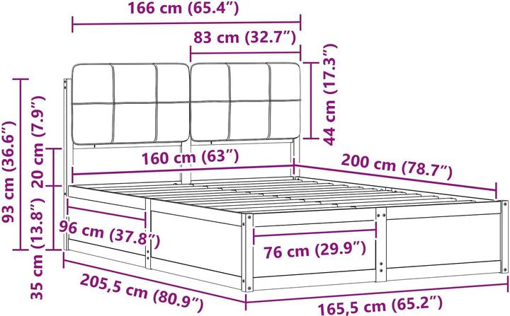 Actual product image vidaXL Moderner Bettrahmen (160 x 200 cm)