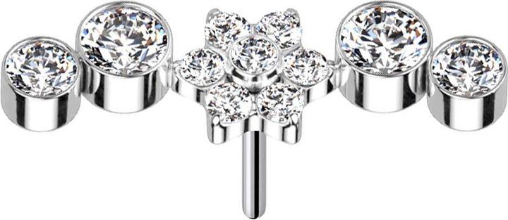Immagine prodotto Star Piercing Cristalli a fiore d'argento Threadless Quattro cristalli d'argento (senza ottone, Titanio)