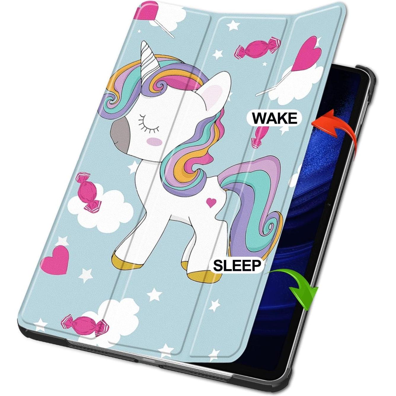 Thumbnail - Cover-Discount Xiaomi Pad 6 - Tri-fold Smart Case Einhorn (Xiaomi Pad 6), Tablet Hülle, Braun