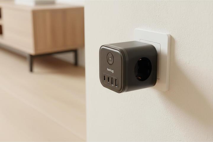 Actual product image Huslog Cube power strip (7x, USB-A, USB-C)