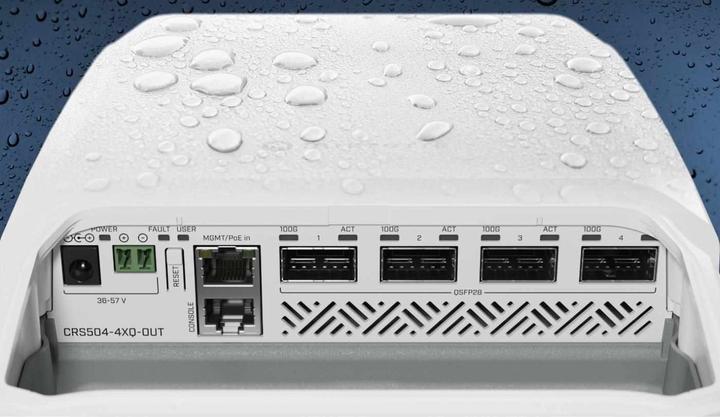 Produktbild MikroTik CRS504-4XQ-OUT network switch Managed L3 Fast Ethernet (10/100) Power over Ethernet (PoE) (4 Ports)