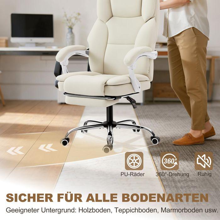 Image du produit Swisshandel24 Bürostuhl, Liegefunktion, Fussstütze, 64x73x120cm, Beige (46.50 - 54.50 cm)