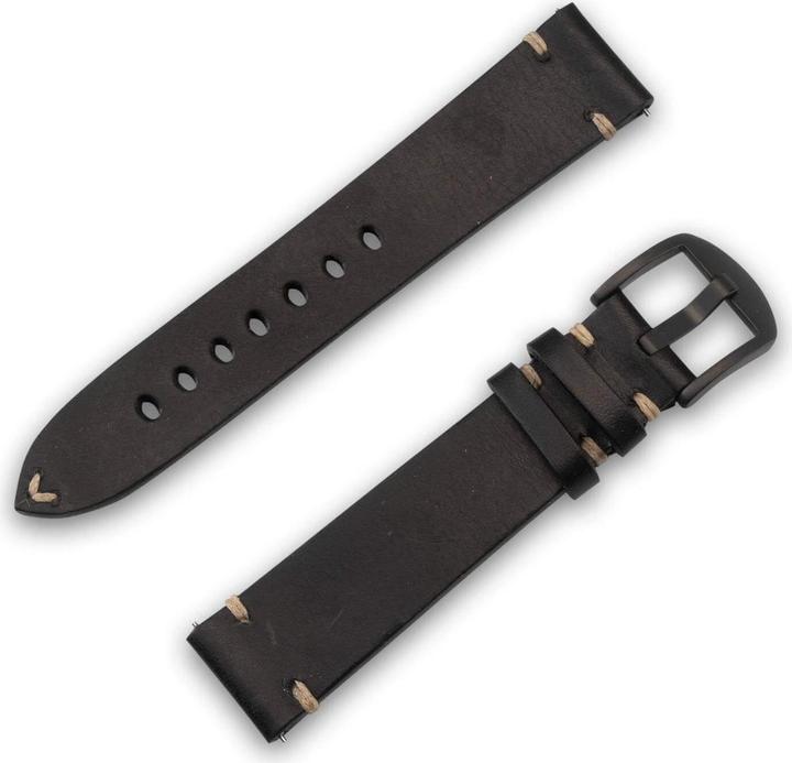 Actual product image JT Berlin Watchband Alex II Vintage | Universal 20mm | black - stainless steel black | M | 10846 (108 (Leather, Stainless steel)