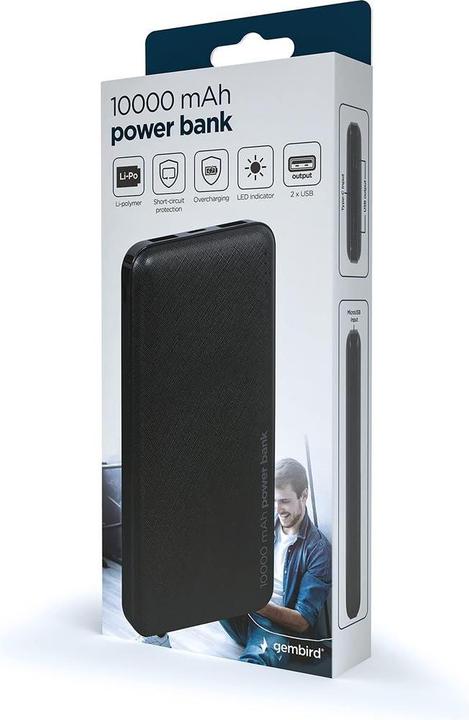 Actual product image Gembird PB10-02 (10000 mAh, 12 W, 37 Wh)