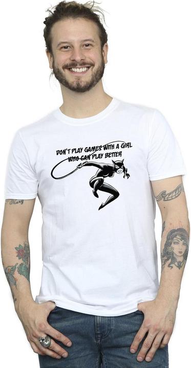 Actual product image Mens Catwoman Don't Play Games T-Shirt (L)