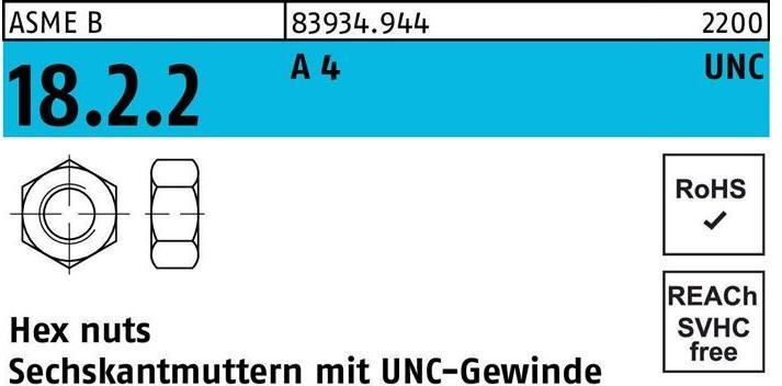 Produktbild Sechskantmutter R 83934 m.UNC-Gewinde 1/4 A 4 (R1/4)