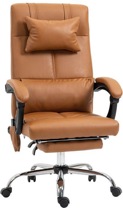 Swisshandel24 Bürostuhl mit Massagefunktion, Lendenwirmerwärmung, 6 Massagepunkte, bis 120kg, Kunstleder, Hellbrau