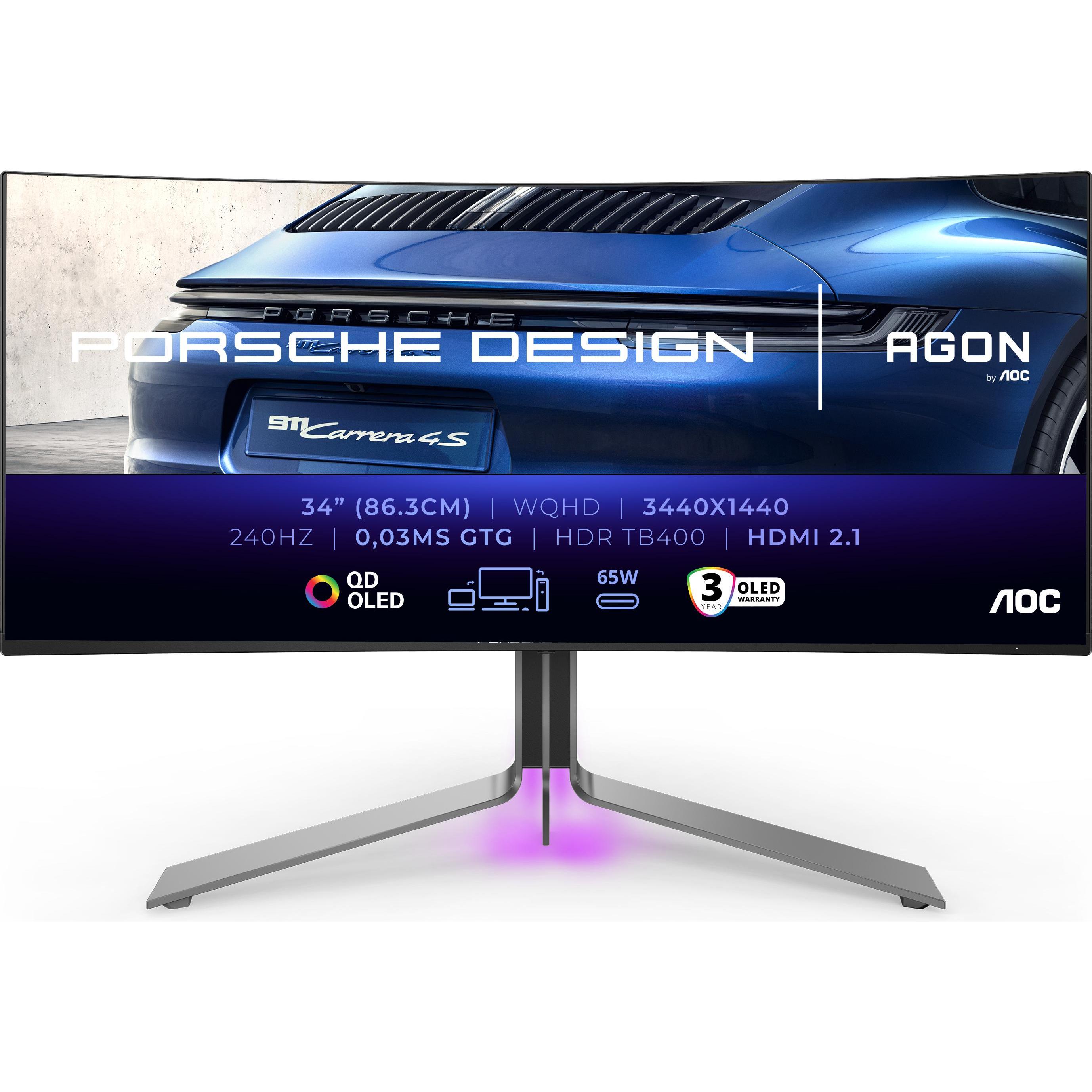 AOC PD34 Curved OLED (3440 x 1440 Pixel, 34"), Monitor, Schwarz