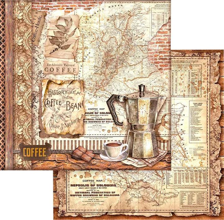 Image du produit Stamperia Bloc de scrapbooking "Café et Chocolat (190 g/m², 10 x)