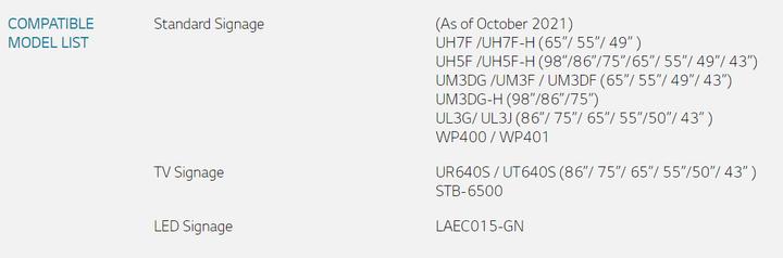 Nutritional values and ingredients LG One:Quick Share (USB, USB 2.0)