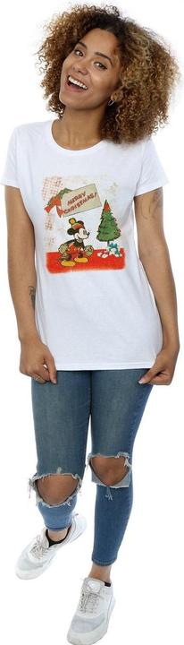 Actual product image Disney Womens/Ladies Mickey Mouse Vintage Christmas Cotton T-Shirt (XXL)