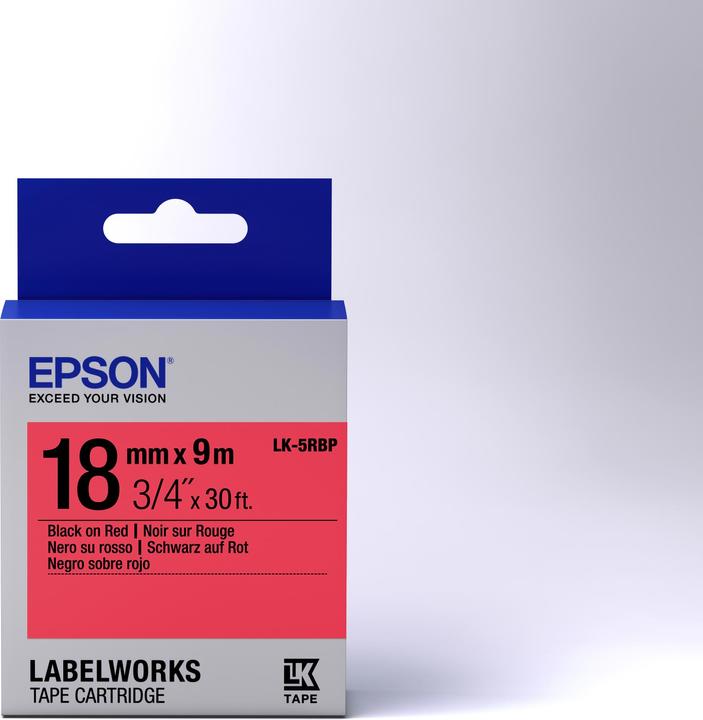 Actual product image Epson Label Cassette Lk-5rbp (1.80 cm, Black, Red)