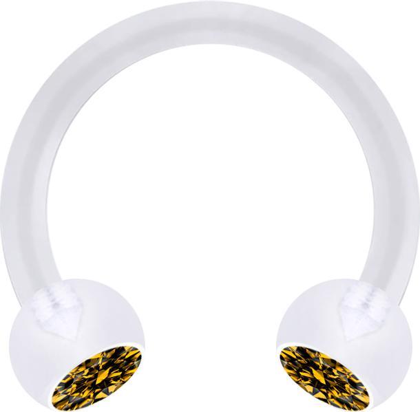 Image du produit Star Piercing Micro Circular Barbell transparent avec deux boules de cristal topaze (sans laiton, Matières plastiques)