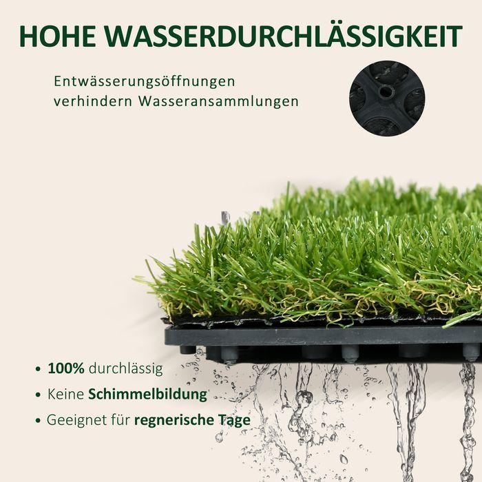 Produktbild Swisshandel24 Kunstrasen 10 Stücke Grasmatte Rasenteppich Rollrasen künstlicher Rasen für Balkon Garten 25 mm Kuns (10 x, 30 x 30 x 3.5 cm)