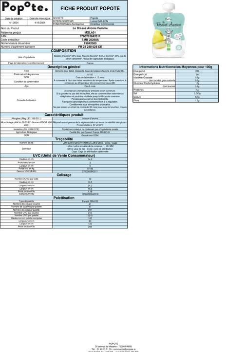 Produktbild Popote Quetschie (100 g)