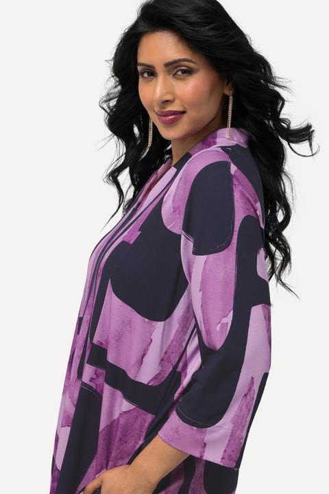 Image du produit Ulla Popken Robe midi point de Rome, manches 3/4, col calice et décolleté en V (42, 44)