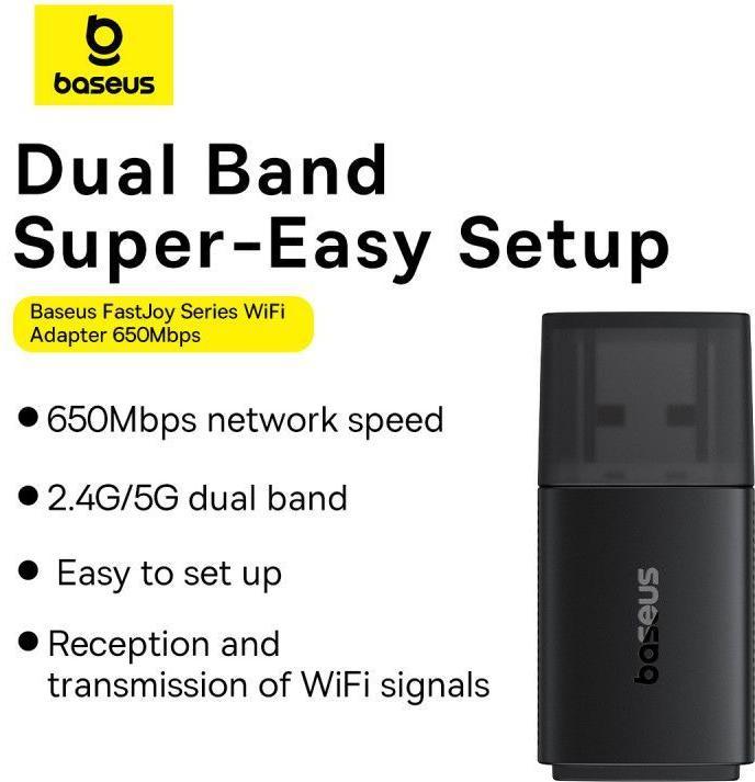 Produktbild Baseus BS-OH170 650 Mbit/s 5 GHz USB-Netzwerkkarte – Schwarz (USB)