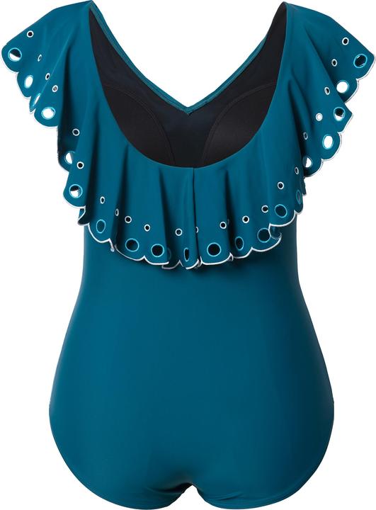 Image du produit Ulla Popken Maillot de bain avec bonnets souples, volant et broderie, matière recyclée (48)