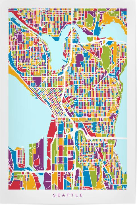 artboxONE Seattle Washington Street Map (20 x 30 cm)