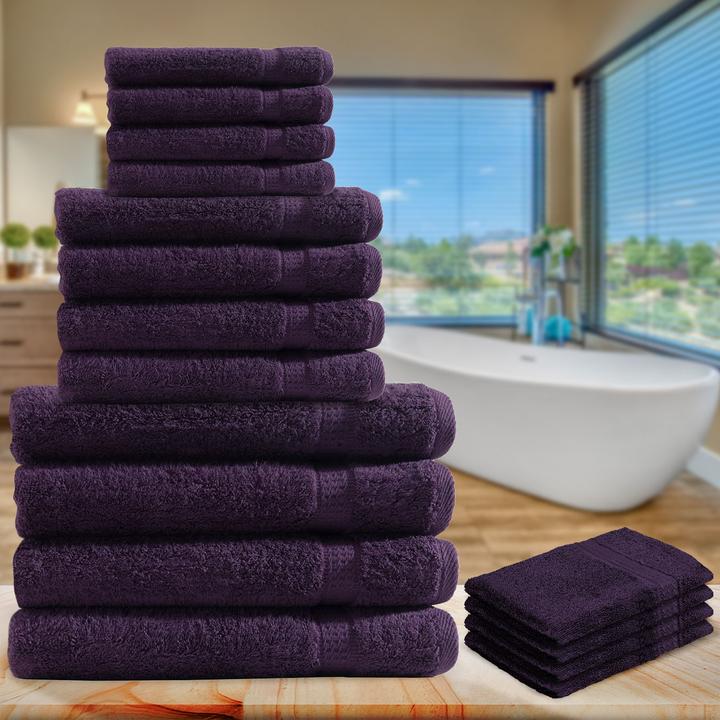 Produktbild Casativo 16-teiliges Handtuch-Set Frottee, je 4 Gäste-, Hand-, Duschtücher & Waschlappen, aubergine (16 x 21 cm, 30 x 50 cm, 50 x 100 cm, 70 x 140 cm)