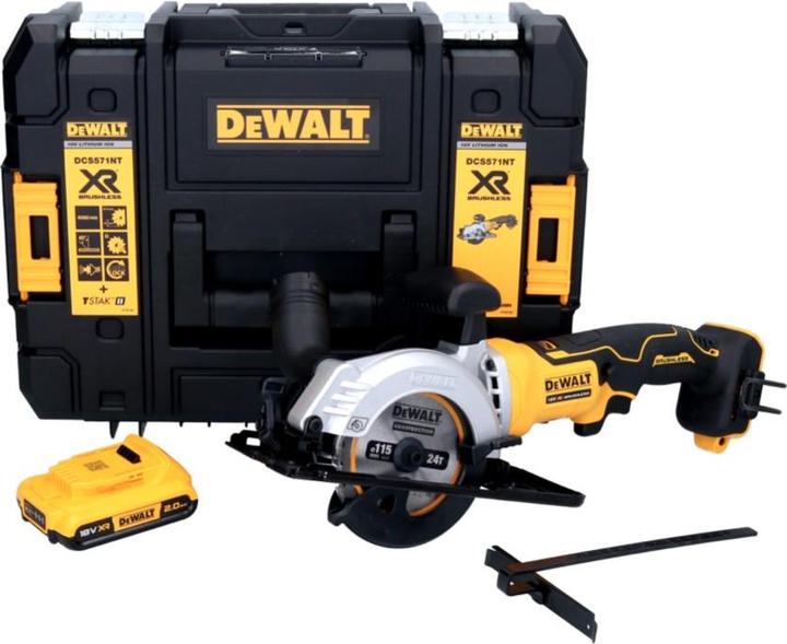 Immagine prodotto DeWalt DCS 571 Sega circolare portatile a batteria 18 V 115 mm Brushless+ 1x batteria 2.0 Ah + TSTAK -