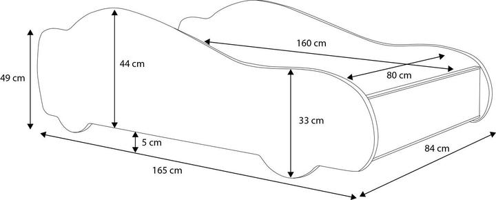 Produktbild ADRK Furniture Bett mit Matratze und Beleuchtung LED BATCAR 160x80 (160 x 80 cm)