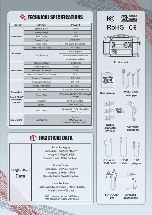 Produktbild Lokithor AW401 (2500 A, 20 mAh)