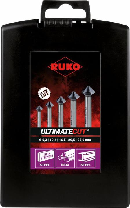 Produktbild Ruko Kegelsenker Set ULTIMATECUT 5teilig 6.3 mm, 10.4 16.5 20.5 25 mm HSS 1 St. (20.5 mm, 25 mm, 10.4 mm, 16.5 mm, 6.3 mm)