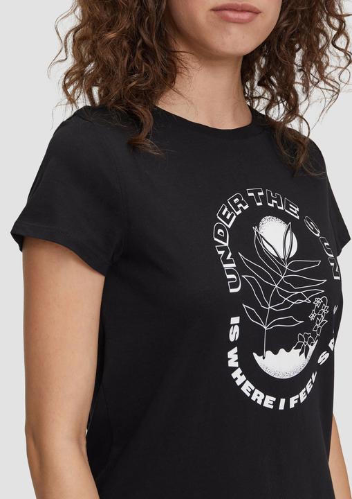 Produktbild S.Oliver T-Shirt Baumwoll-T-Shirt mit Frontprint und Rippblende (XS)