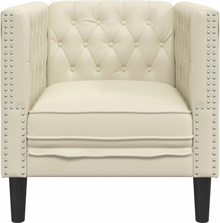Productafbeelding VidaXL Chesterfield fauteuil loungestoel club fauteuil bank crème kunstleer
