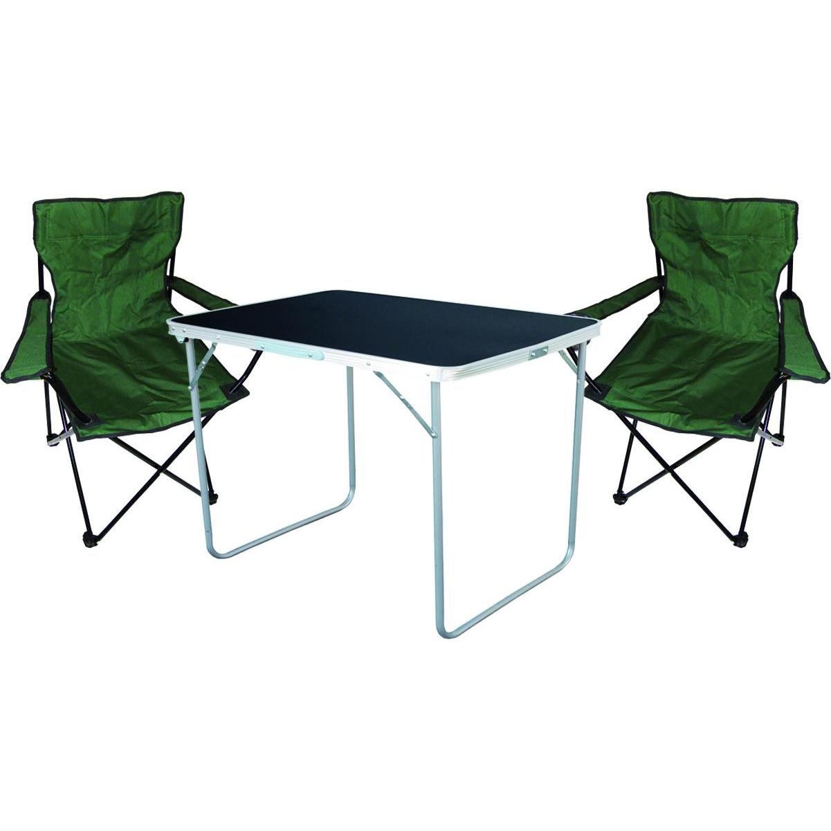 Thumbnail - Mojawo, Gartentisch + Balkontisch, 3-tlg Camping Set Gartenmöbel Campingtisch 2 Campingstuhl Klappstuhl Grün (80 cm)