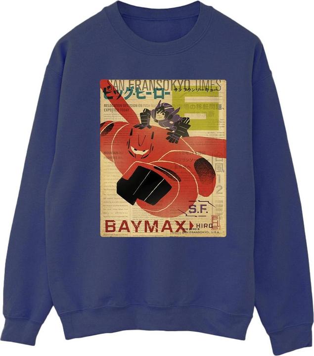 Actual product image Disney Womens/Ladies Big Hero 6 Baymax Flying Baymax Newspaper Sweatshirt (XL)