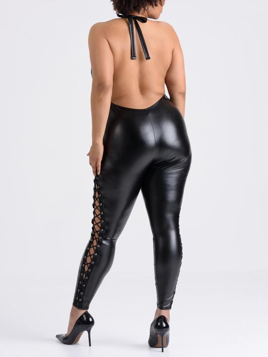 Produktbild Lovehoney Fierce Leather-Look Lace-Up Catsuit Plus Size (XXL)