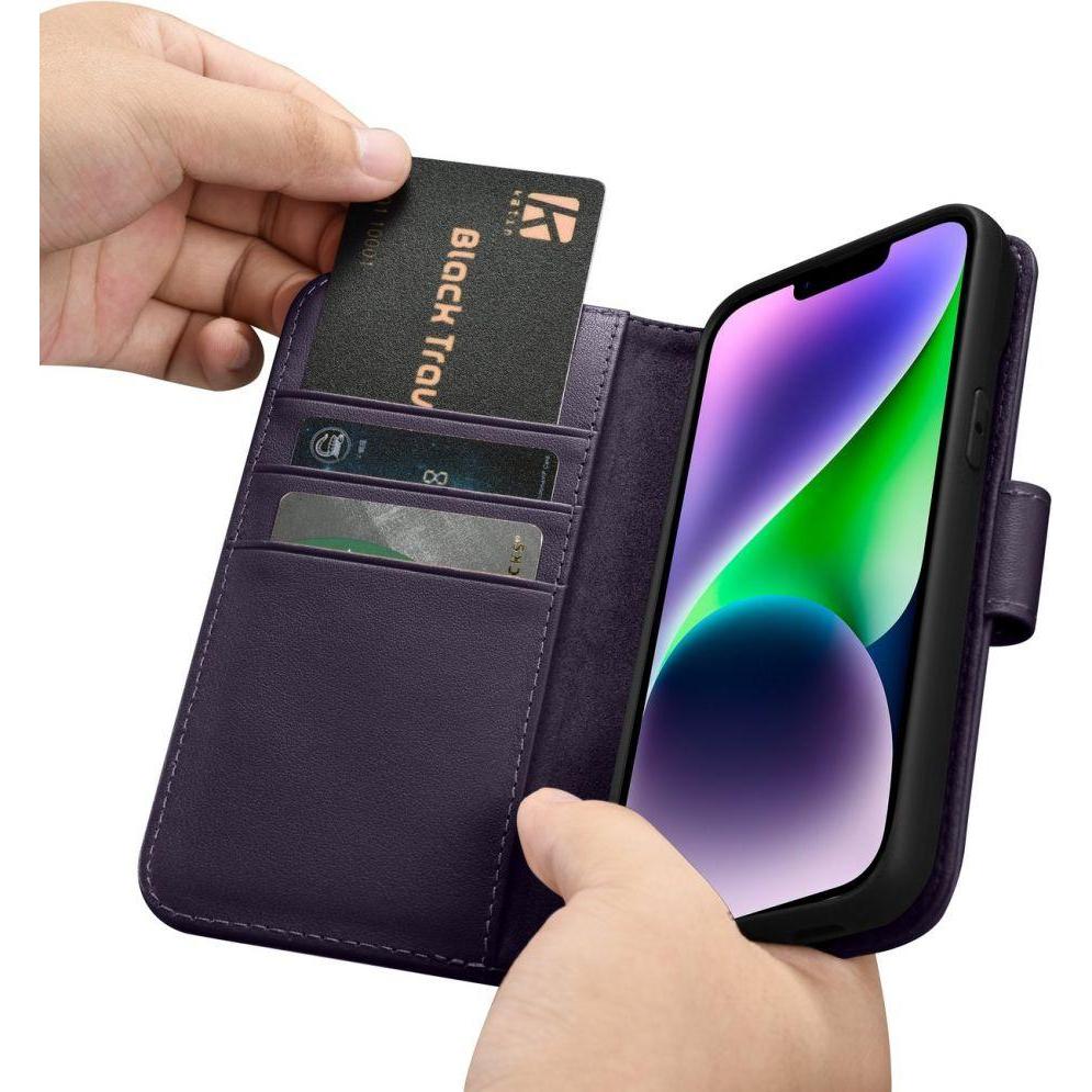 Thumbnail - iCarer Wallet Case 2in1 Case iPhone 14 Leather Flip Cover Anti-RFID Dark Purple (WMI14220725-DP) (Apple iPhone 14), Smar...