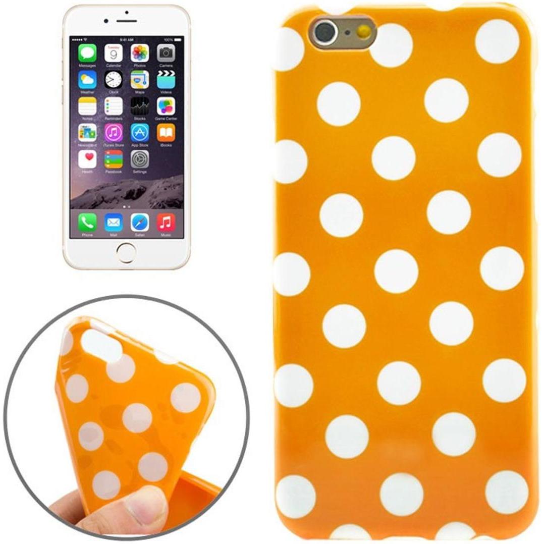 König Design TPU Backcover Hülle gepunktet für Handy Apple iPhone 6 Plus Orange / Weiss (Apple iPhone 6 Plus), Smartphon...