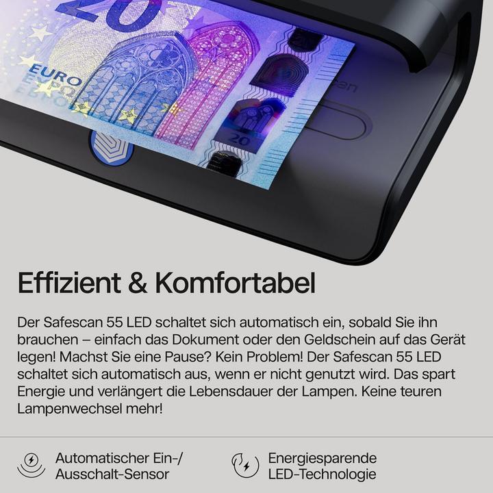 Immagine prodotto Safescan 55 LED UV Prüfgerät für Währungen, Pässe Schwarz (Validatore di banconote)