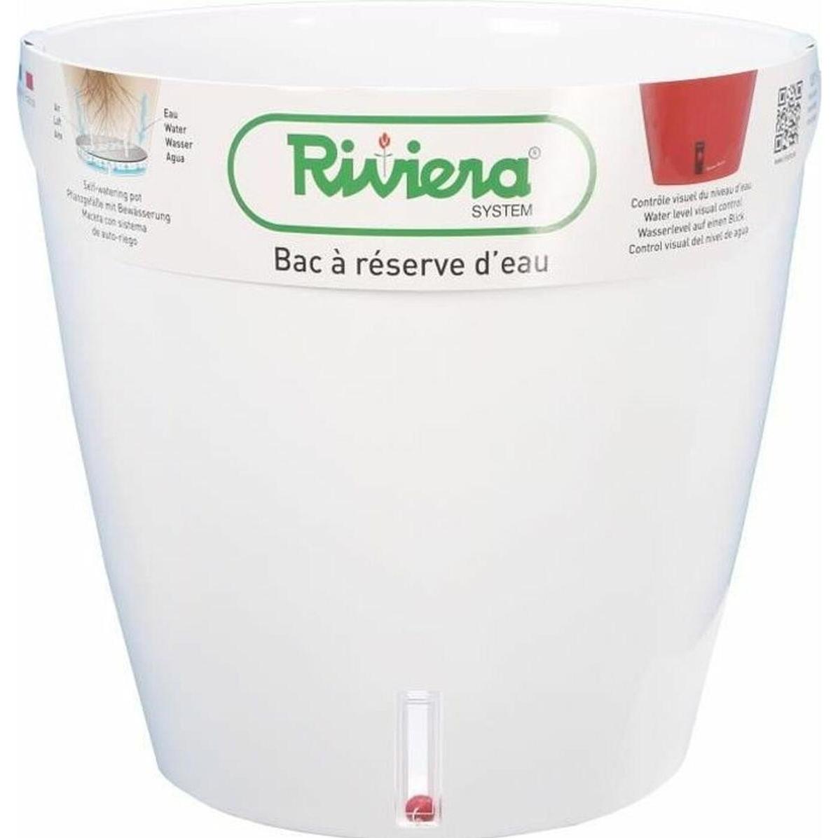 Riviera, Blumentopf, Selbstbewässernder Blumentopf Weiss Polypropylen rund Ø 36 x 33 cm
