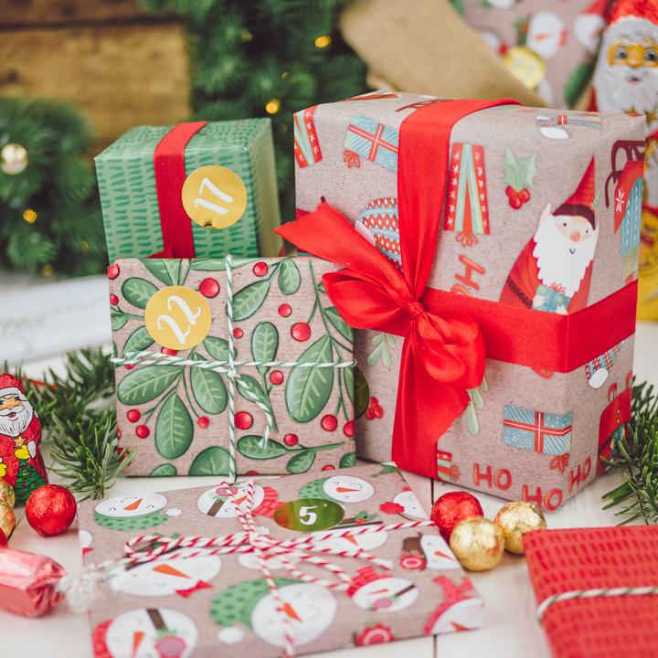 Image du produit Papierdrachen Geschenkpapier mit Zahlen 1-24