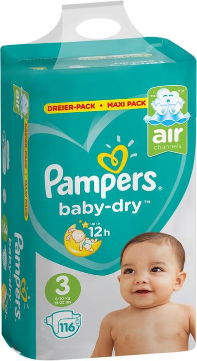 Actual product image Pampers Baby Dry (Size 3, Half month box, 116 Piece)