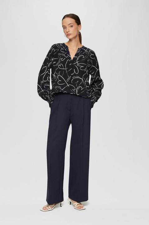 Produktbild S.Oliver Bluse Viskosebluse mit All-over-Print und Smok-Detail am Ärmel (36)