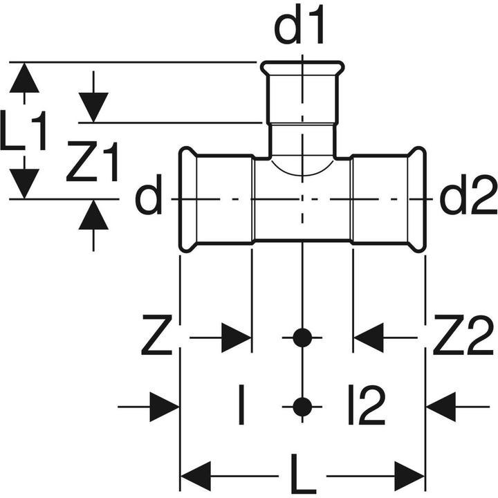 Produktbild Geberit Mapress Stainless steel tee, reducing 22 x 15 x 22 mm (31206) (T-Verbindung)